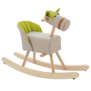 Cavallo a dondolo pelle e legno Moulin roty